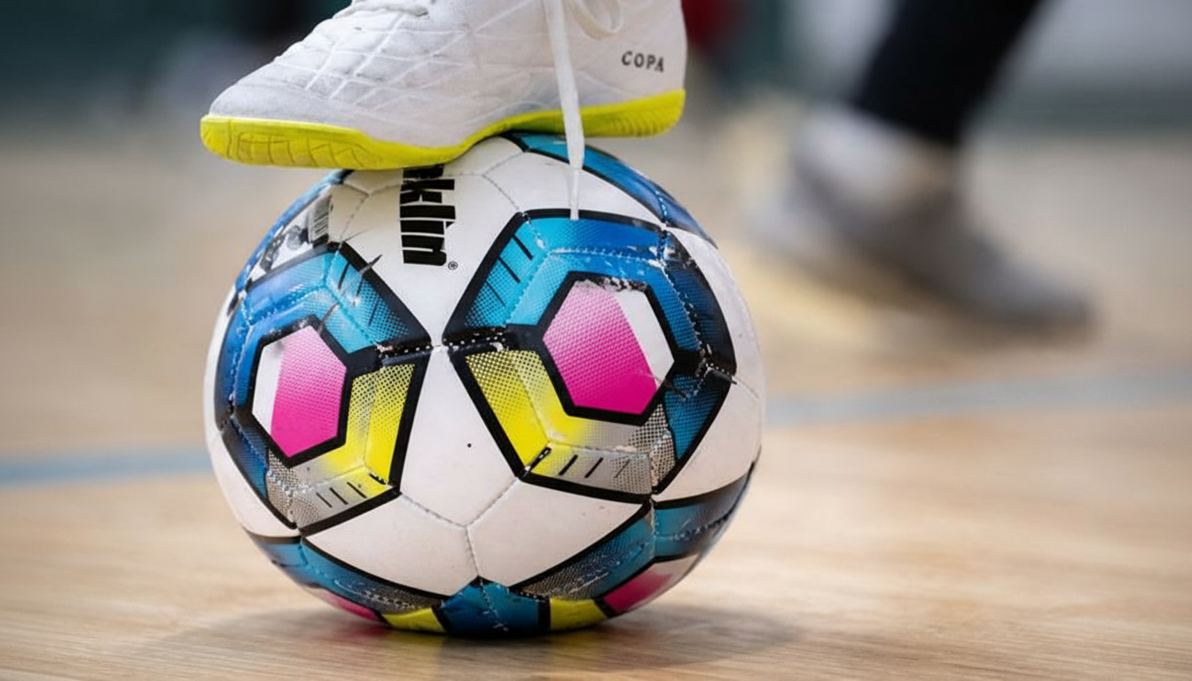 Futsal ball on indoor court